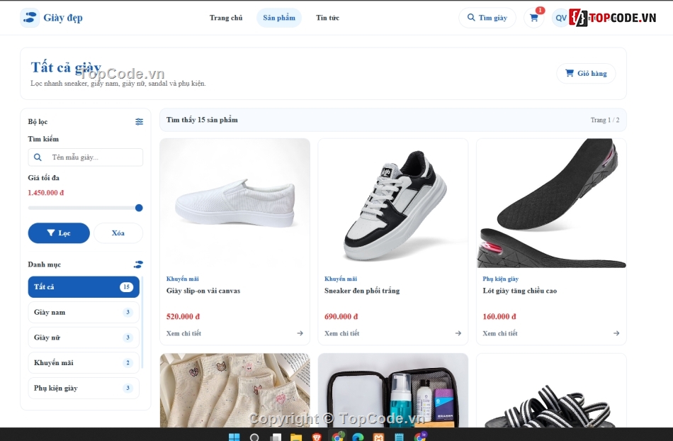 đẹp,Web bán giày  MVC,Website bán hàng đẹp